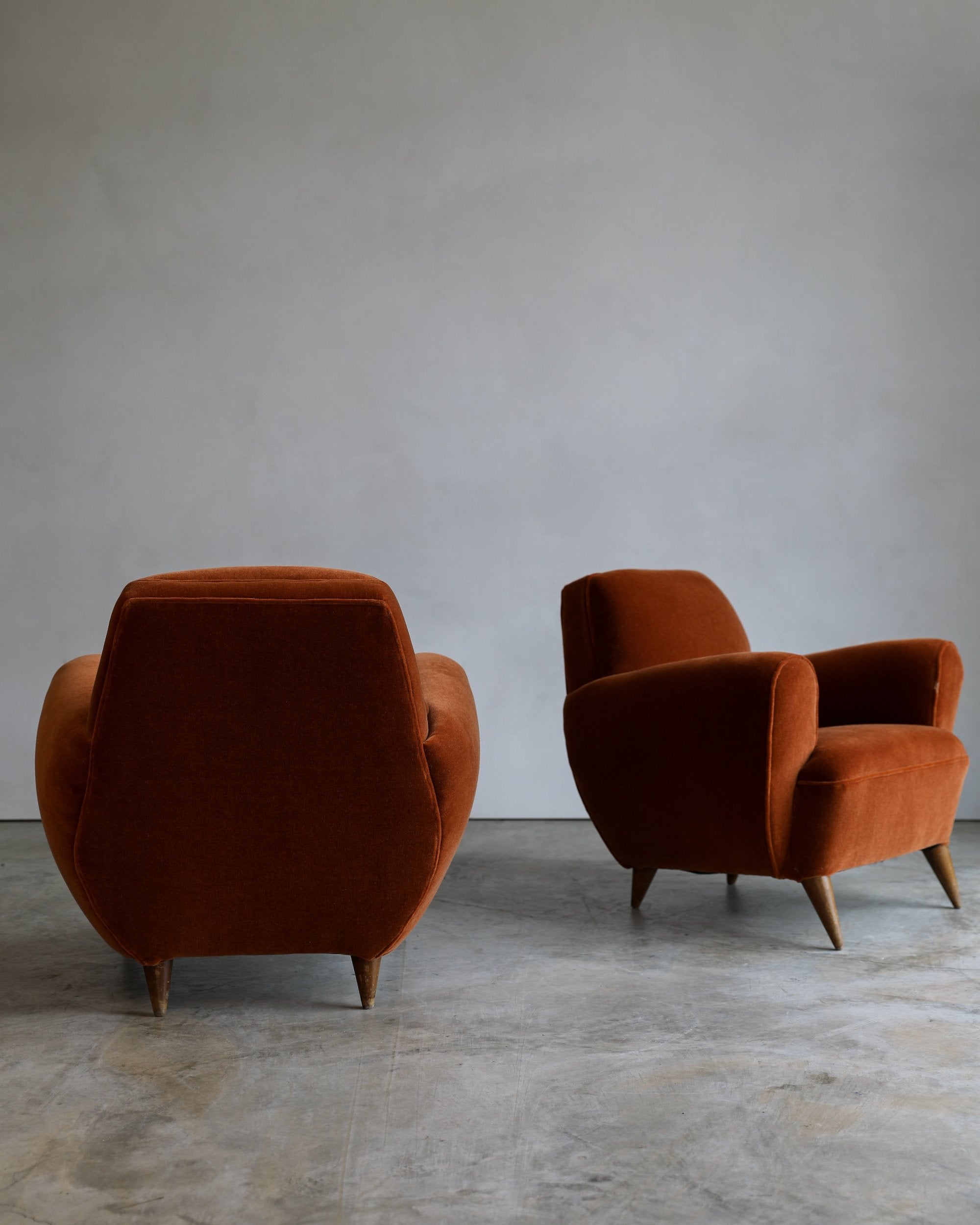 full back view velvet 1940s french club chair