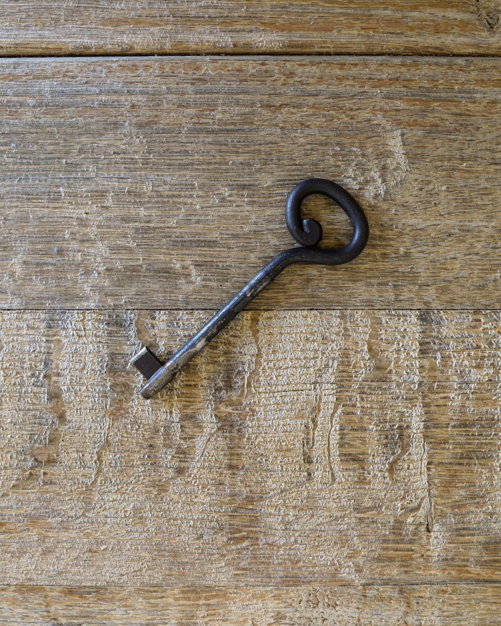 vintage french carved wood and iron highboard key detail