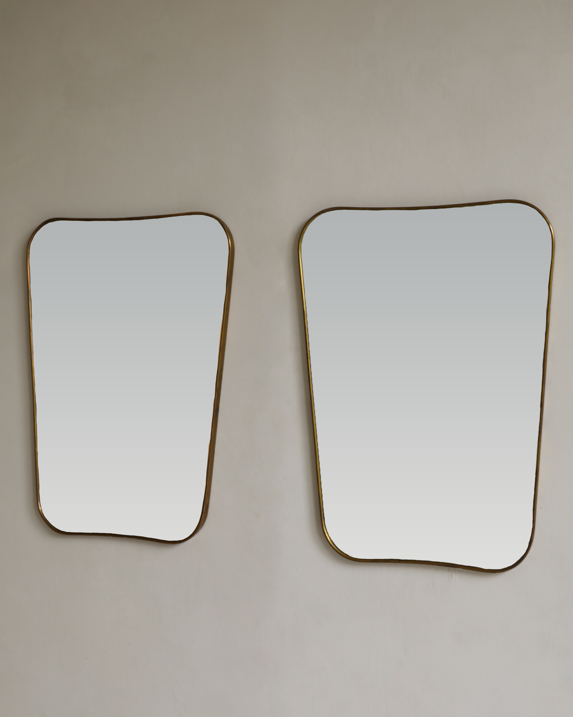 vintage italian gio ponti brass mirrors pair side view