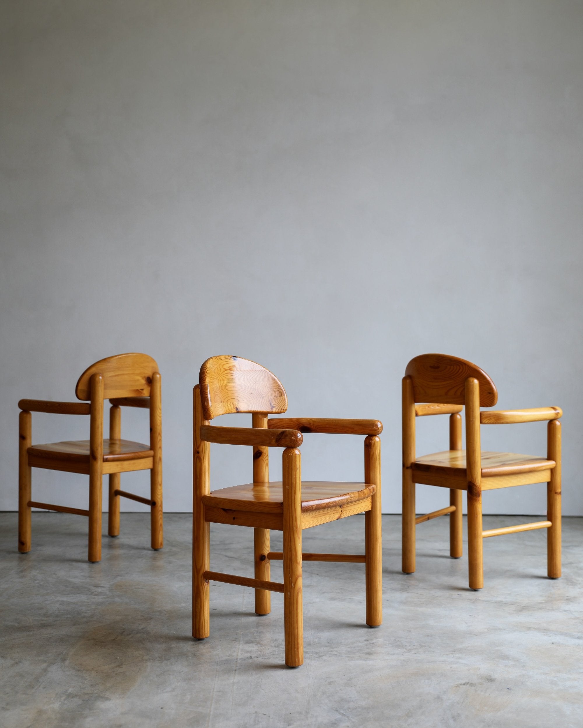 vintage 1970s pine Rainer Daumiller Dining Chairs set of six original finish