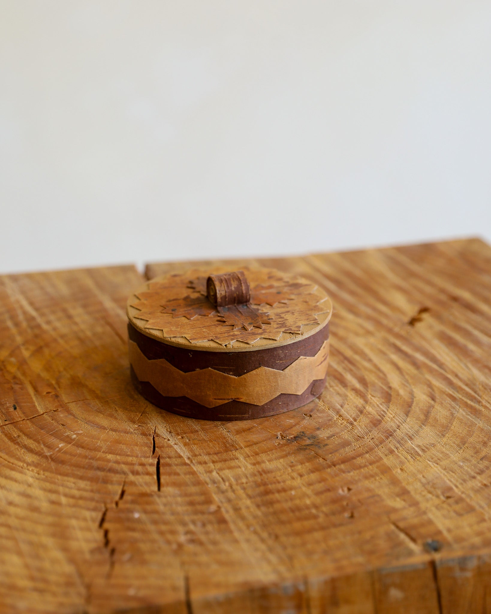 Round Birch Bark Box