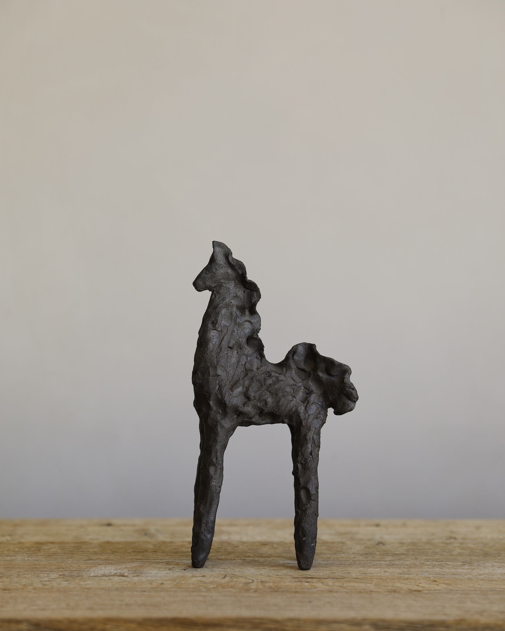 unglazed Fielding Clayworks handmade ceramic textured horse sculpture one-of-a-kind group