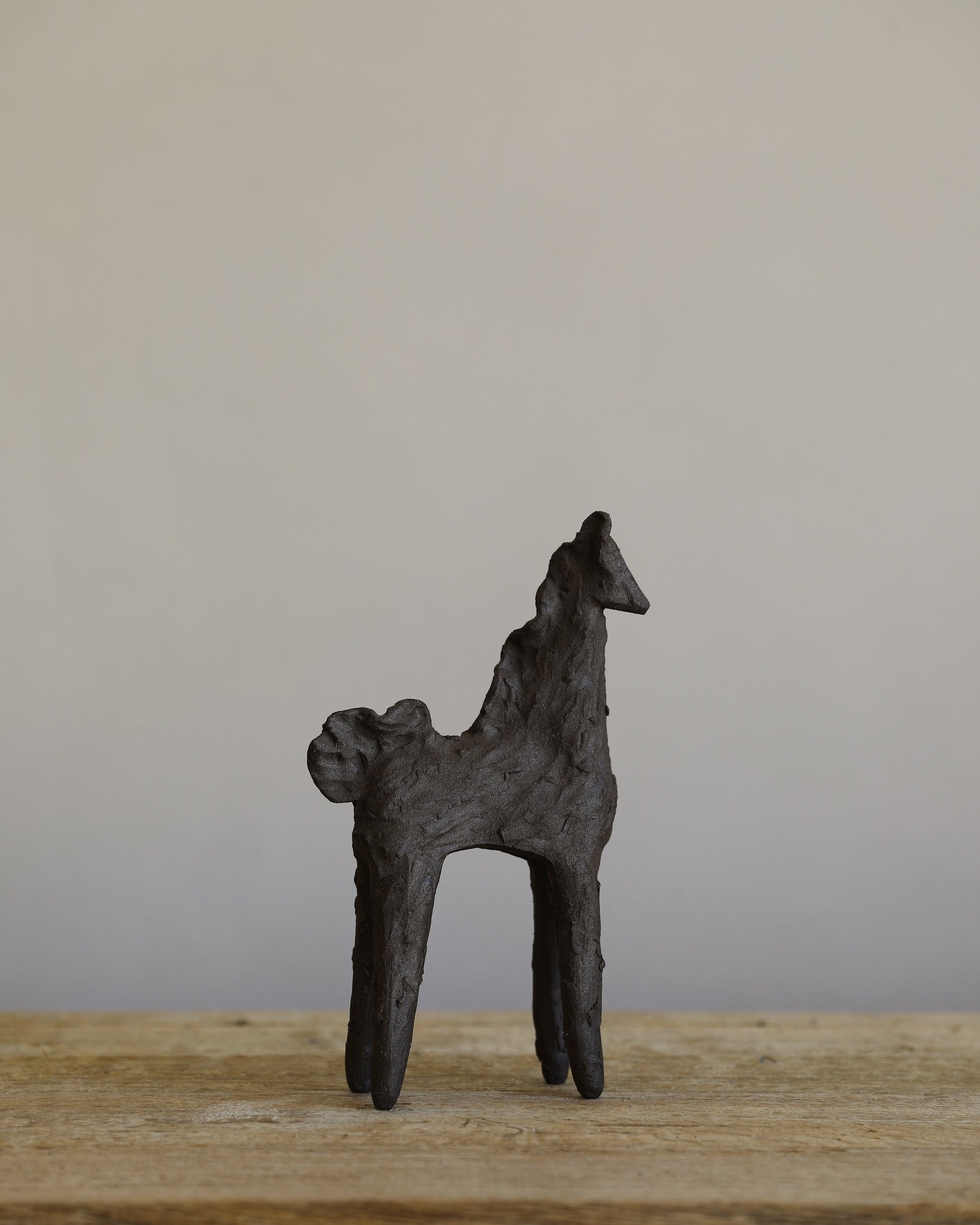 unglazed Fielding Clayworks handmade ceramic textured horse sculpture one-of-a-kind