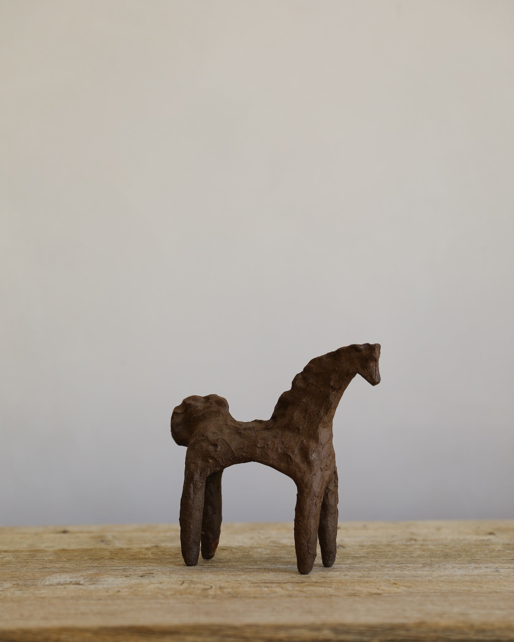unglazed Fielding Clayworks handmade ceramic textured horse sculpture one-of-a-kind