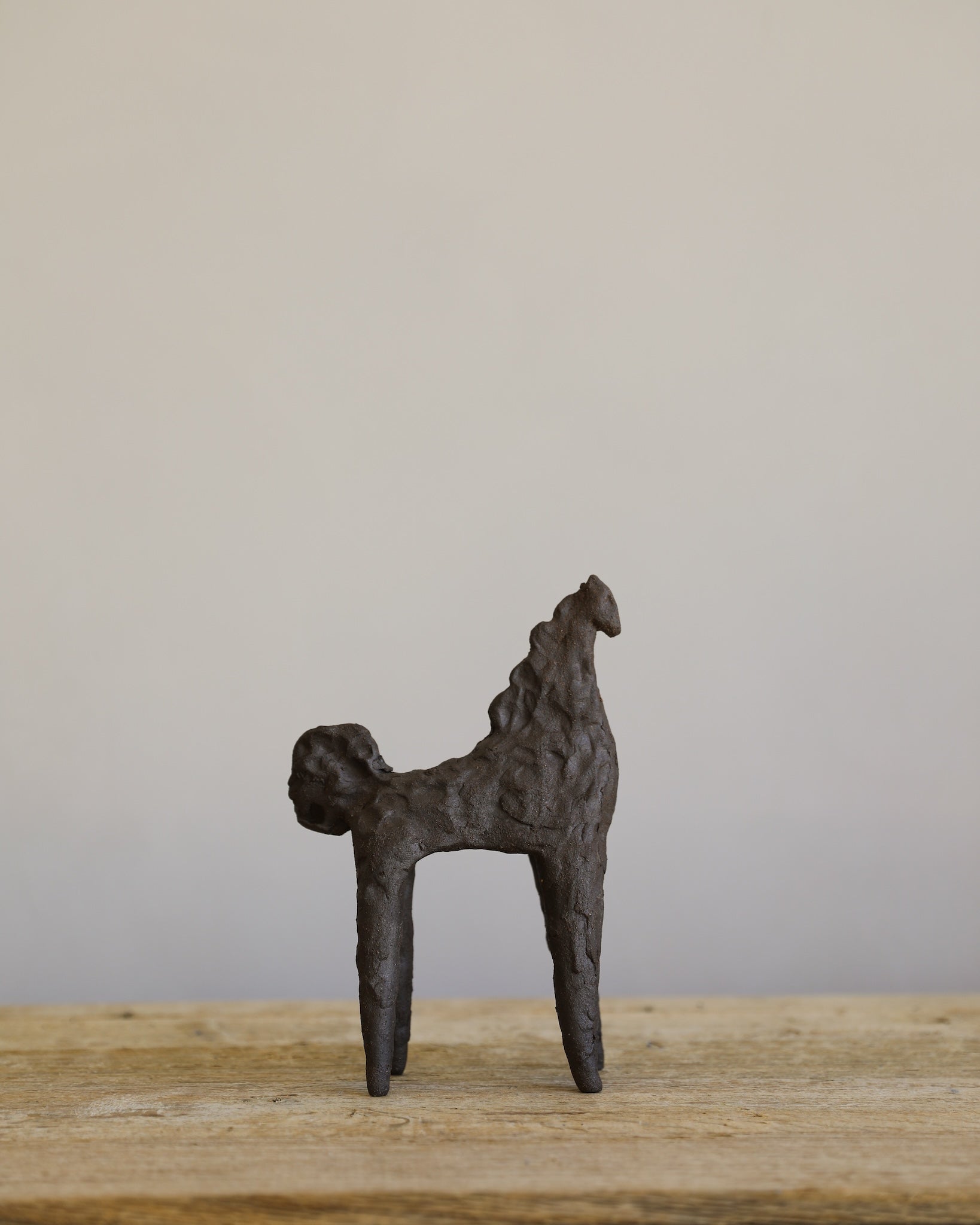 unglazed Fielding Clayworks handmade ceramic textured horse sculpture one-of-a-kind