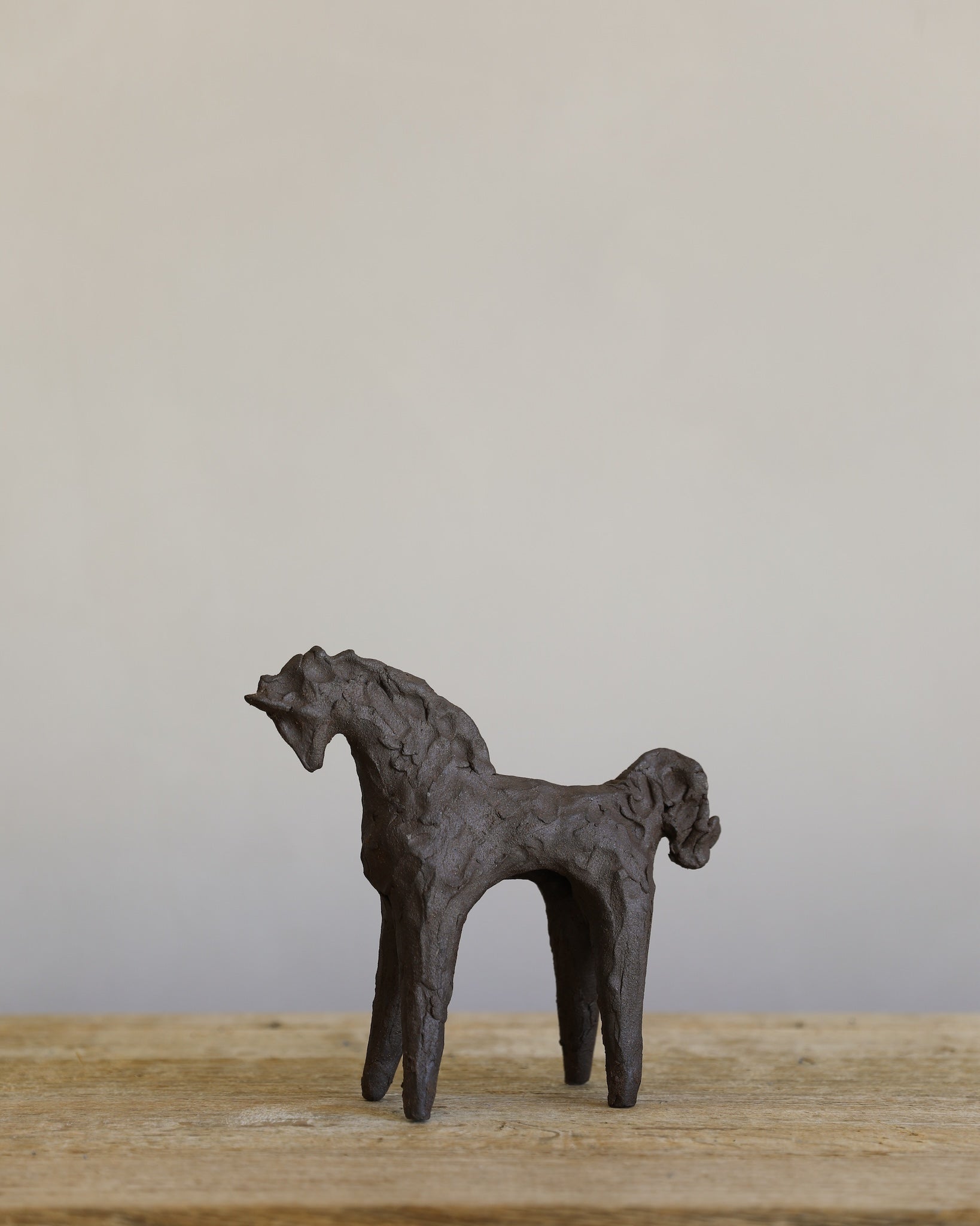 unglazed Fielding Clayworks handmade ceramic textured horse sculpture one-of-a-kind
