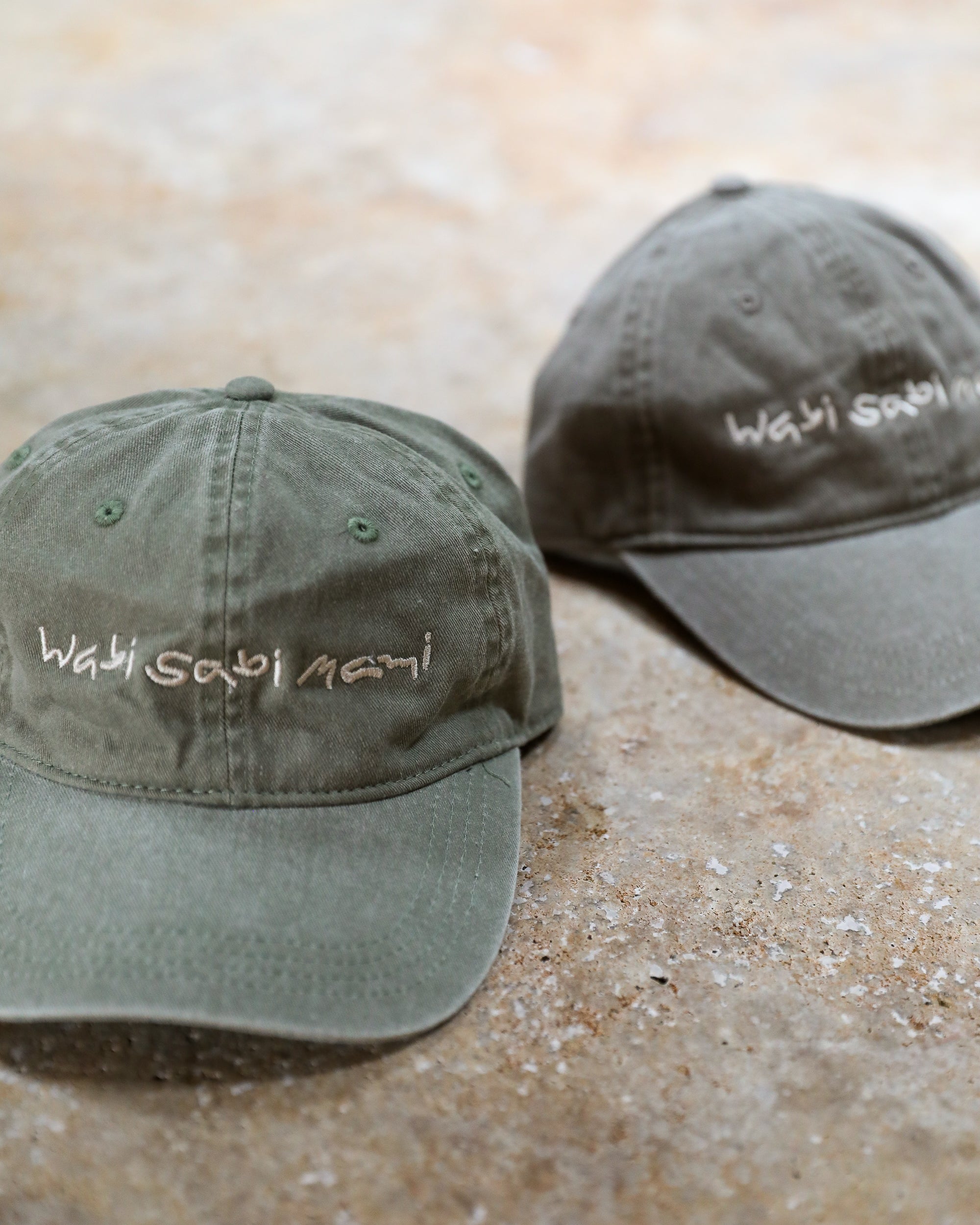 detail of colorways of wabi sabi baseball cap