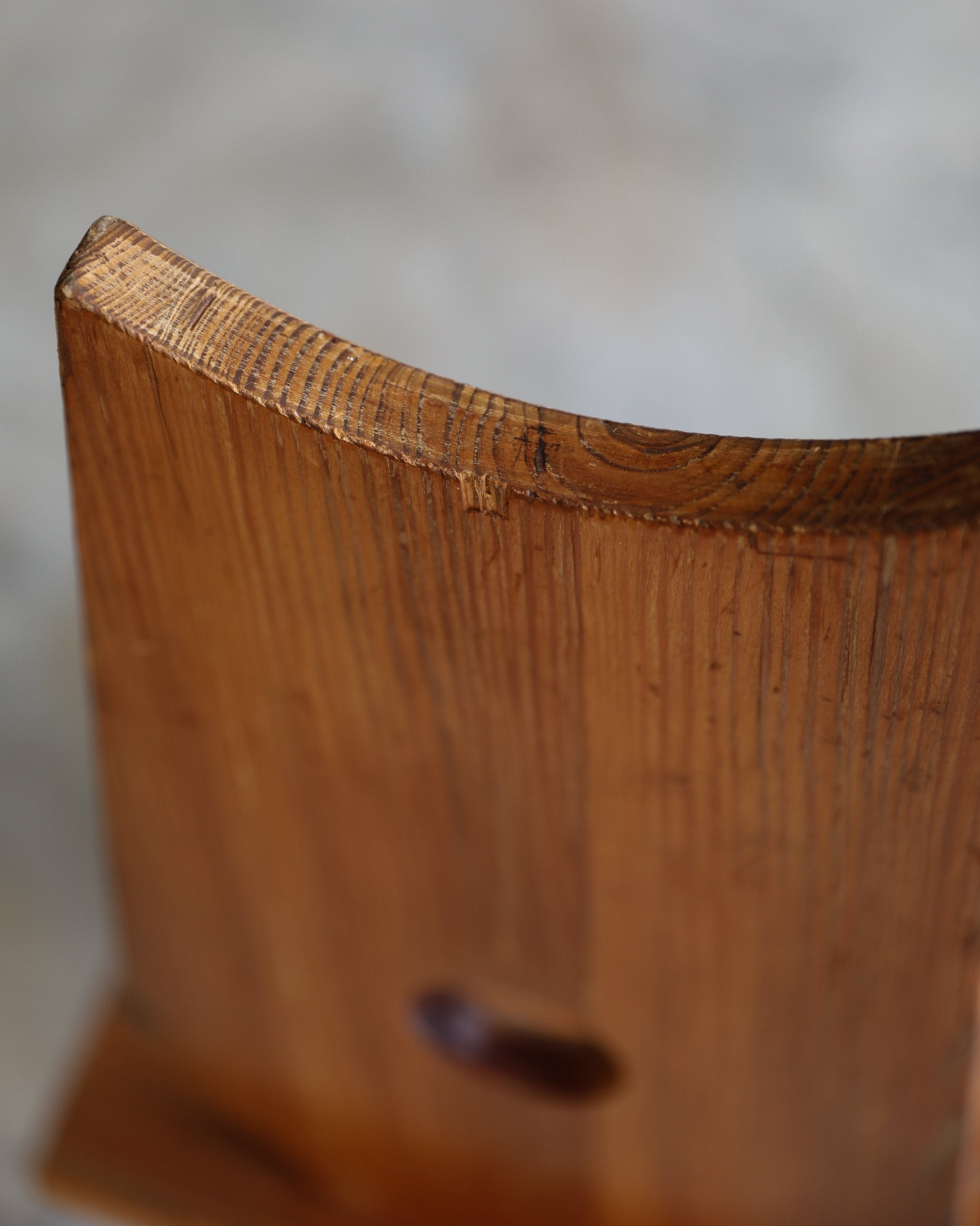 vintage mid-century carved wooden folk chair accent chair or dining chair top wear detail