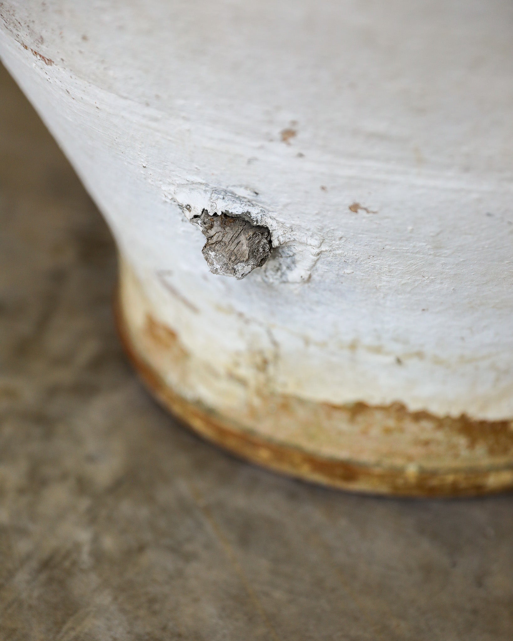 antique white turkish handled olive jar with etching details and natural patina closeup detail