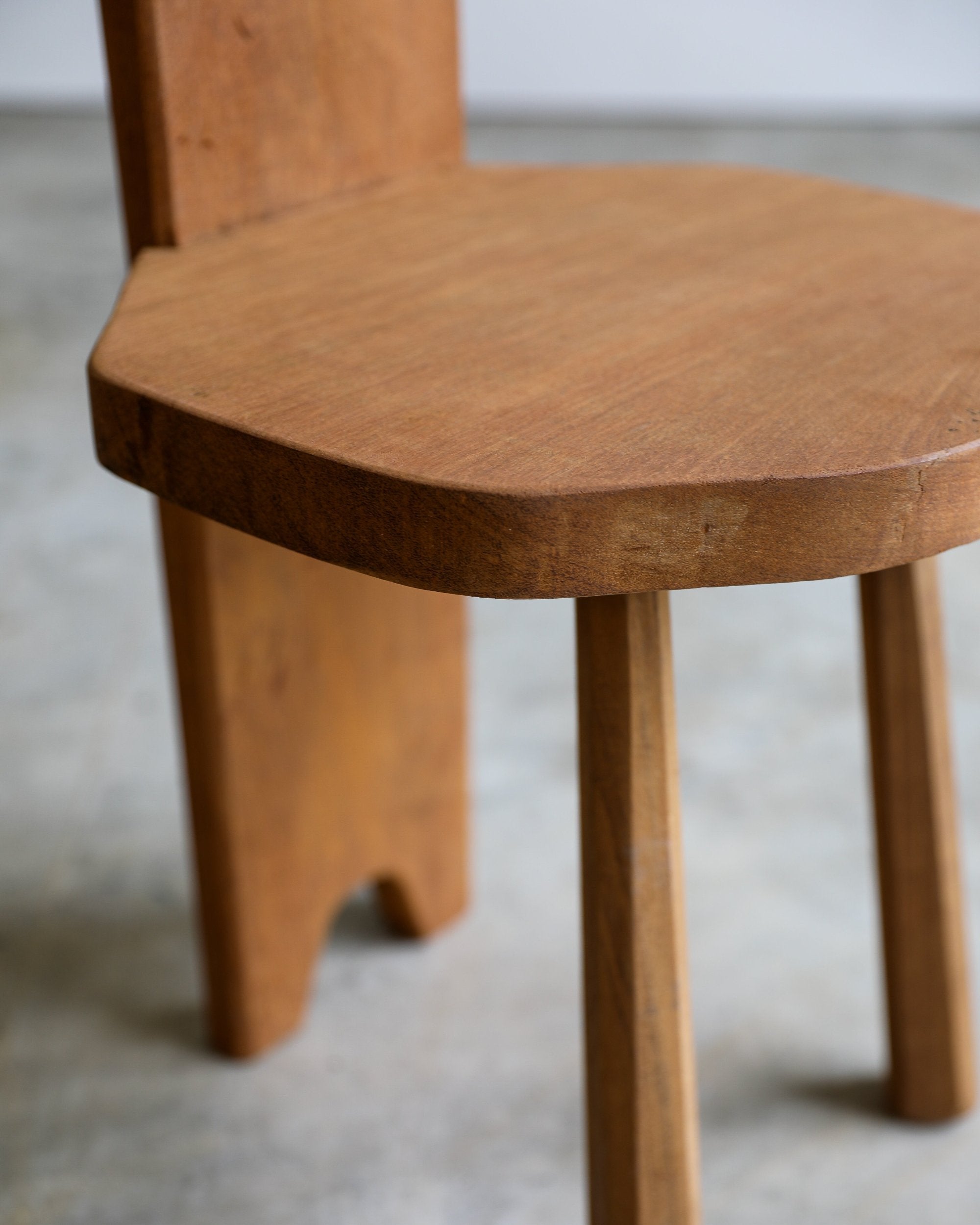 vintage carved wood accent chair seat detail