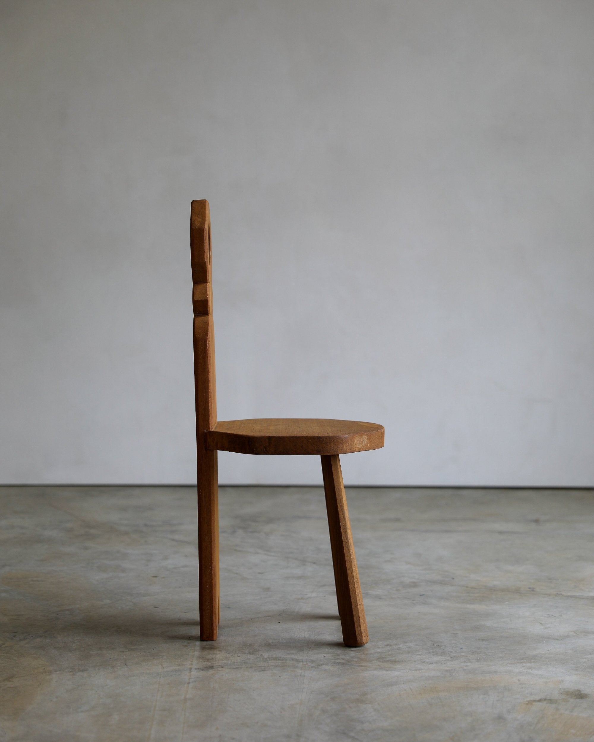 vintage carved wood accent chair side detail