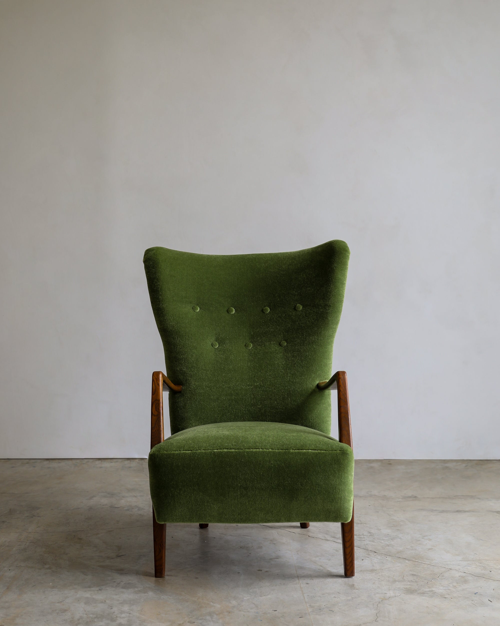 haus of hommeboys vintage green pierre frey teddy mohair danish lounge chair