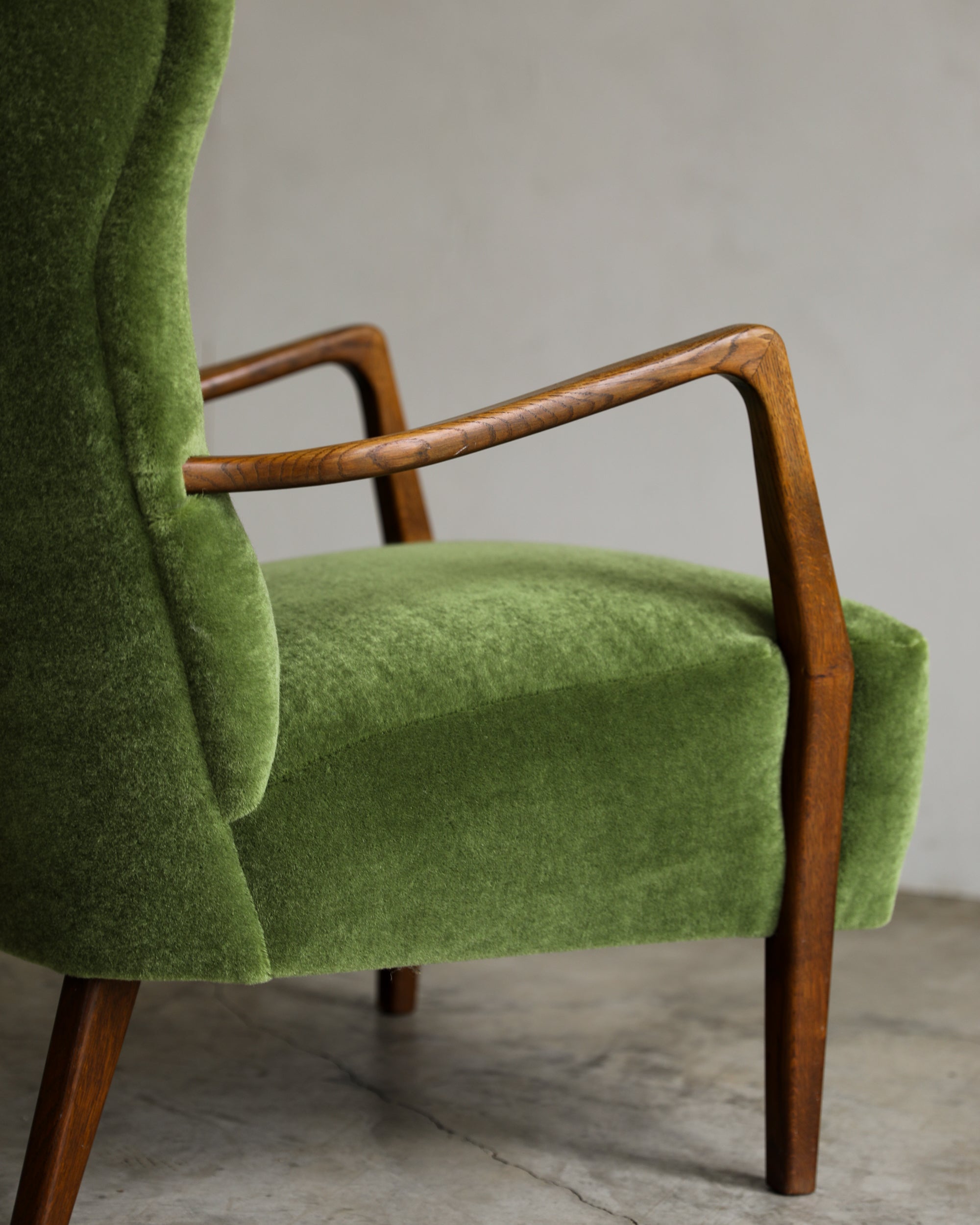 haus of hommeboys vintage green pierre frey teddy mohair danish lounge chair