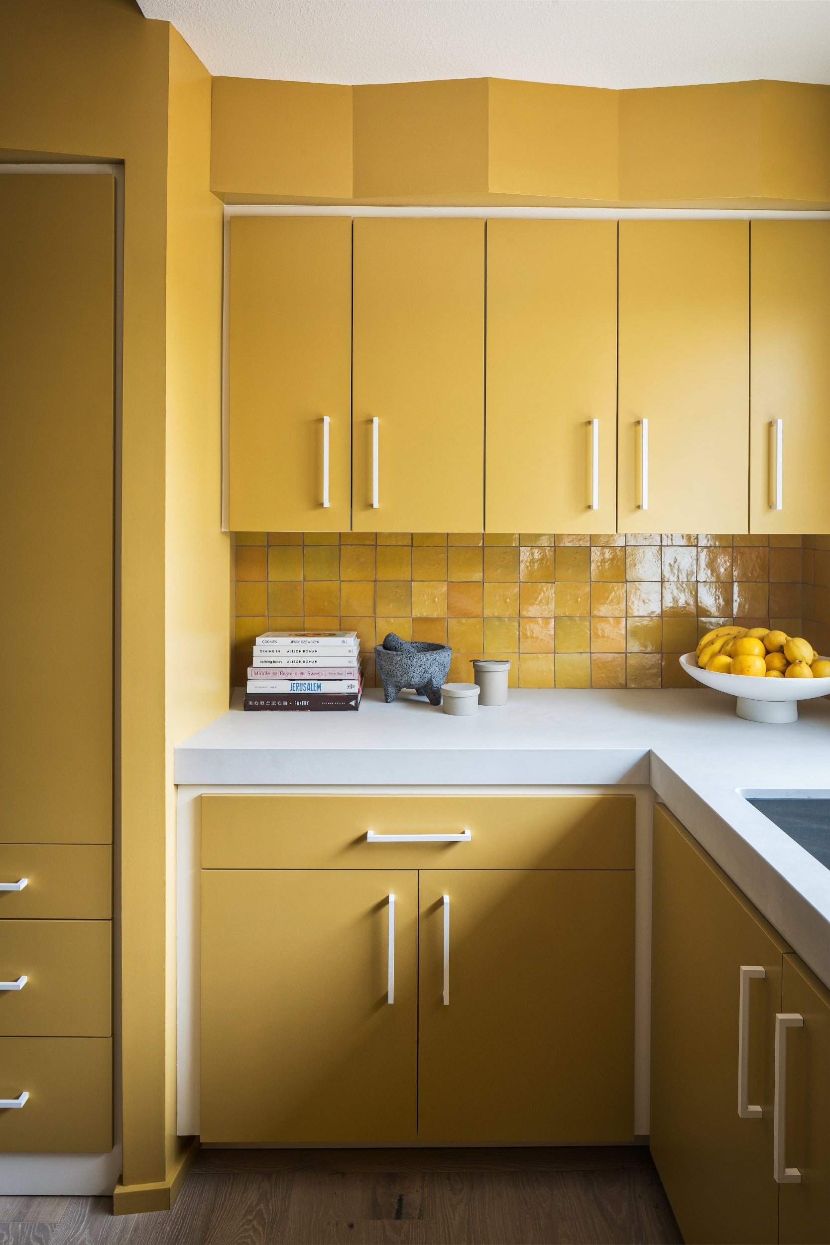 hommeboys project fitch mountain yellow kitchen cabinet details