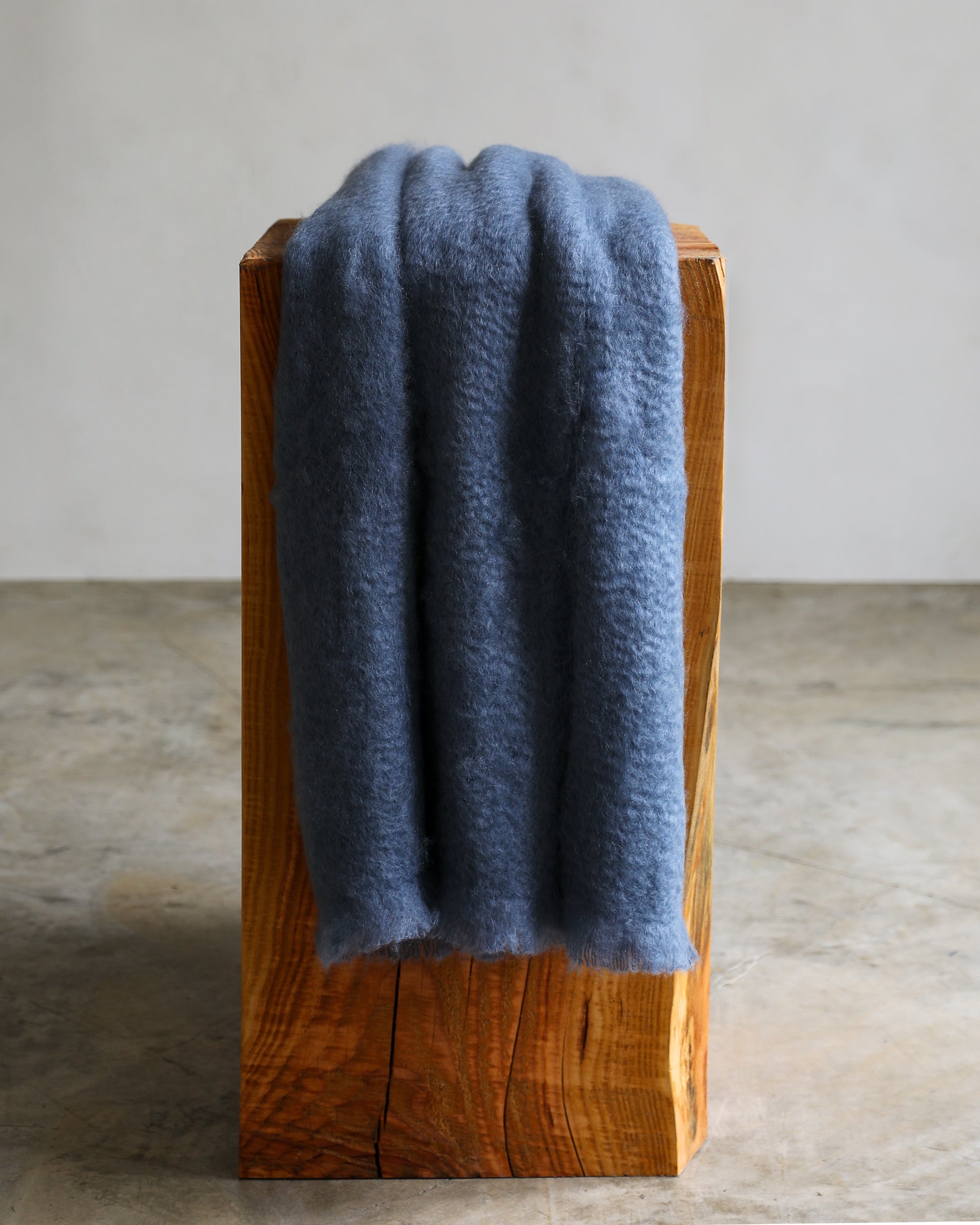 Mantas Ezcaray mer deep dusky blue mohair throw blanket