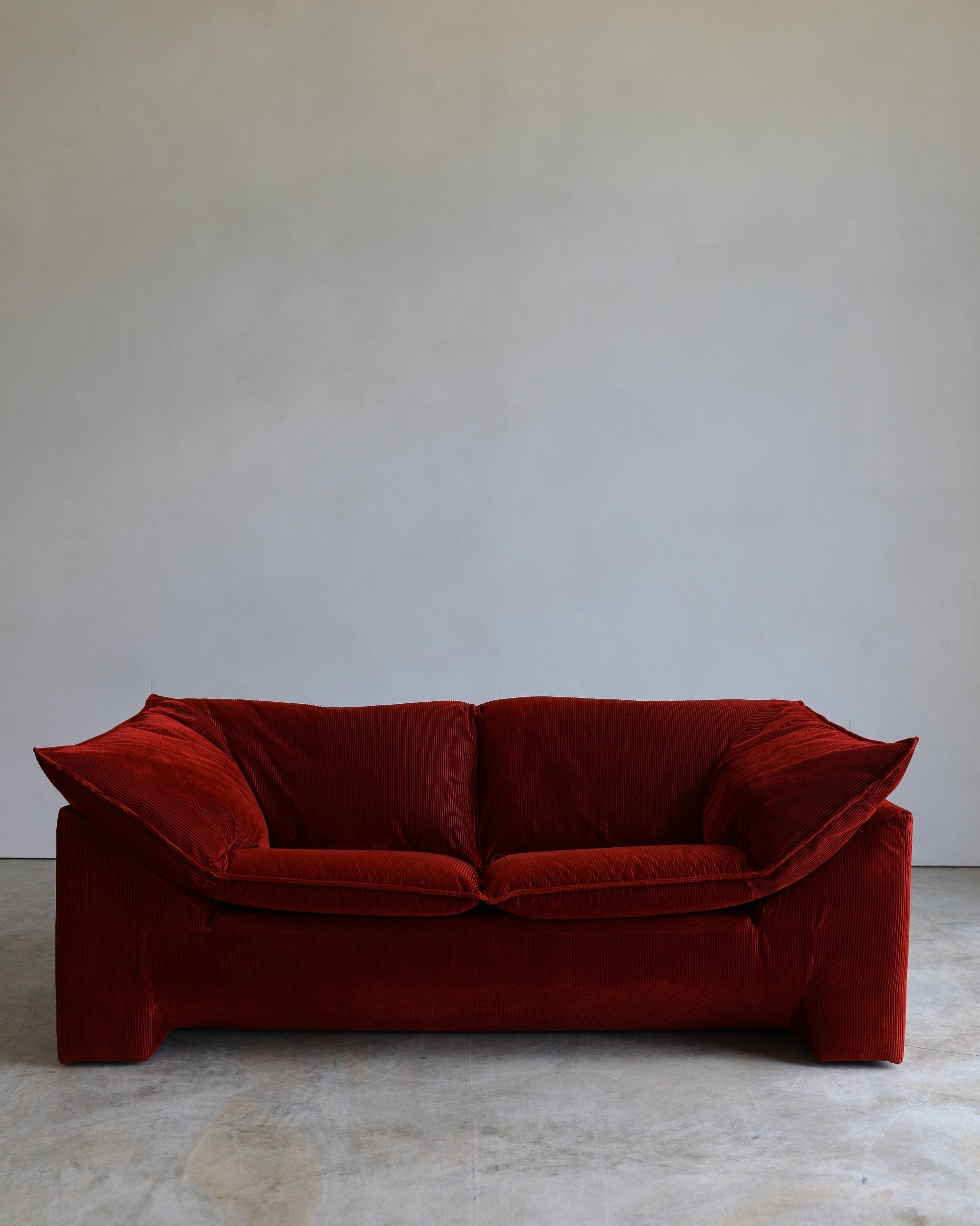 vintage danish Niels Eilersen Monza Sofa reupholstered in red corduroy fabric