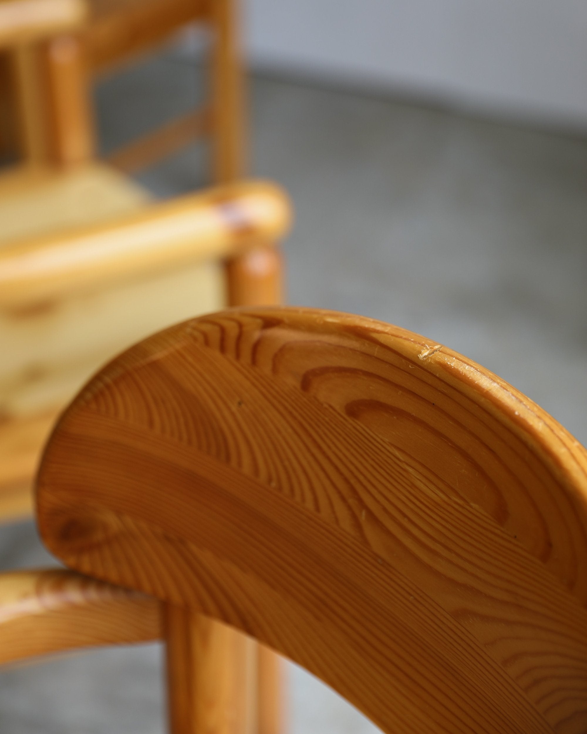 vintage 1970s pine Rainer Daumiller Dining Chairs set of six original finish