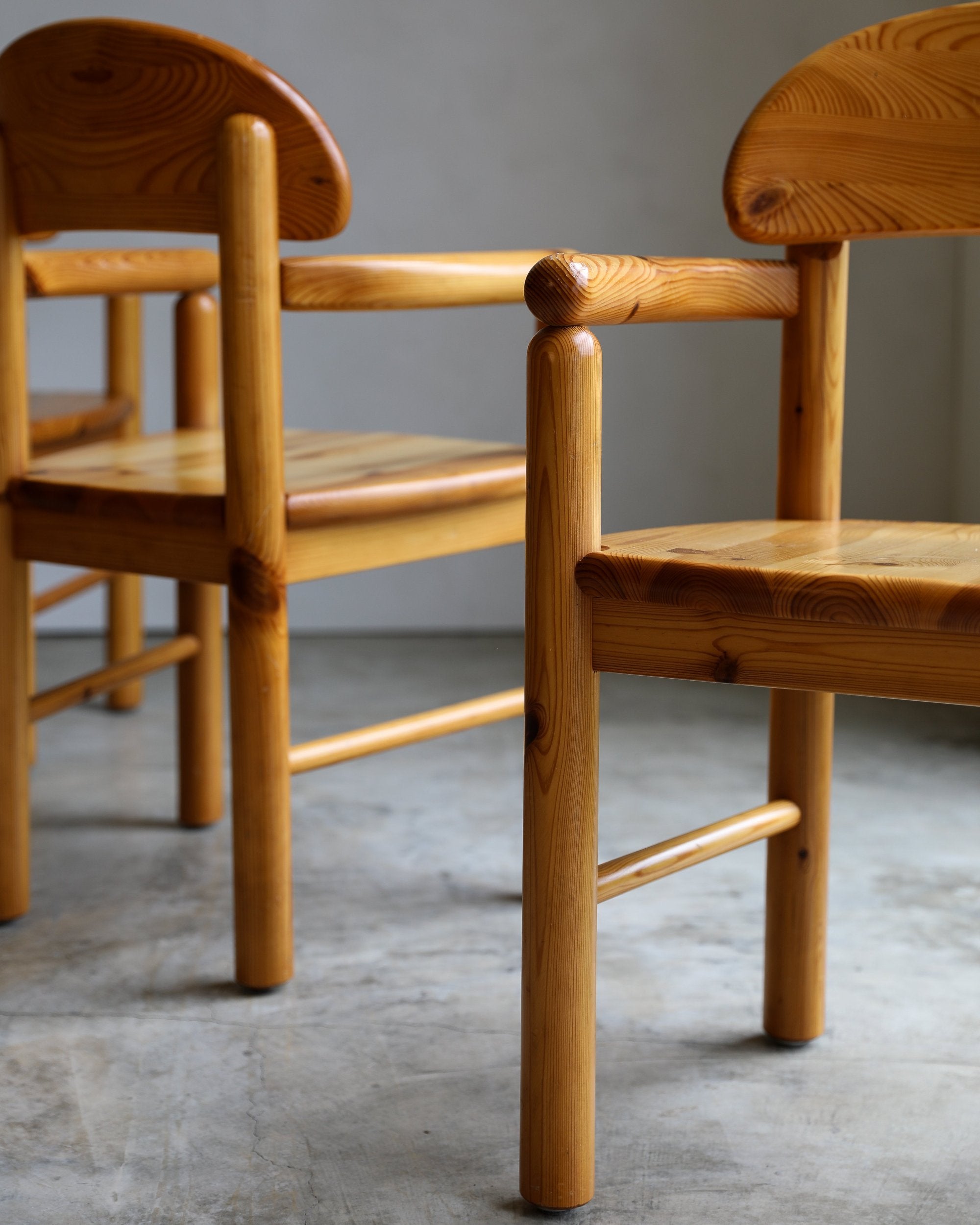 vintage 1970s pine Rainer Daumiller Dining Chairs set of six original finish