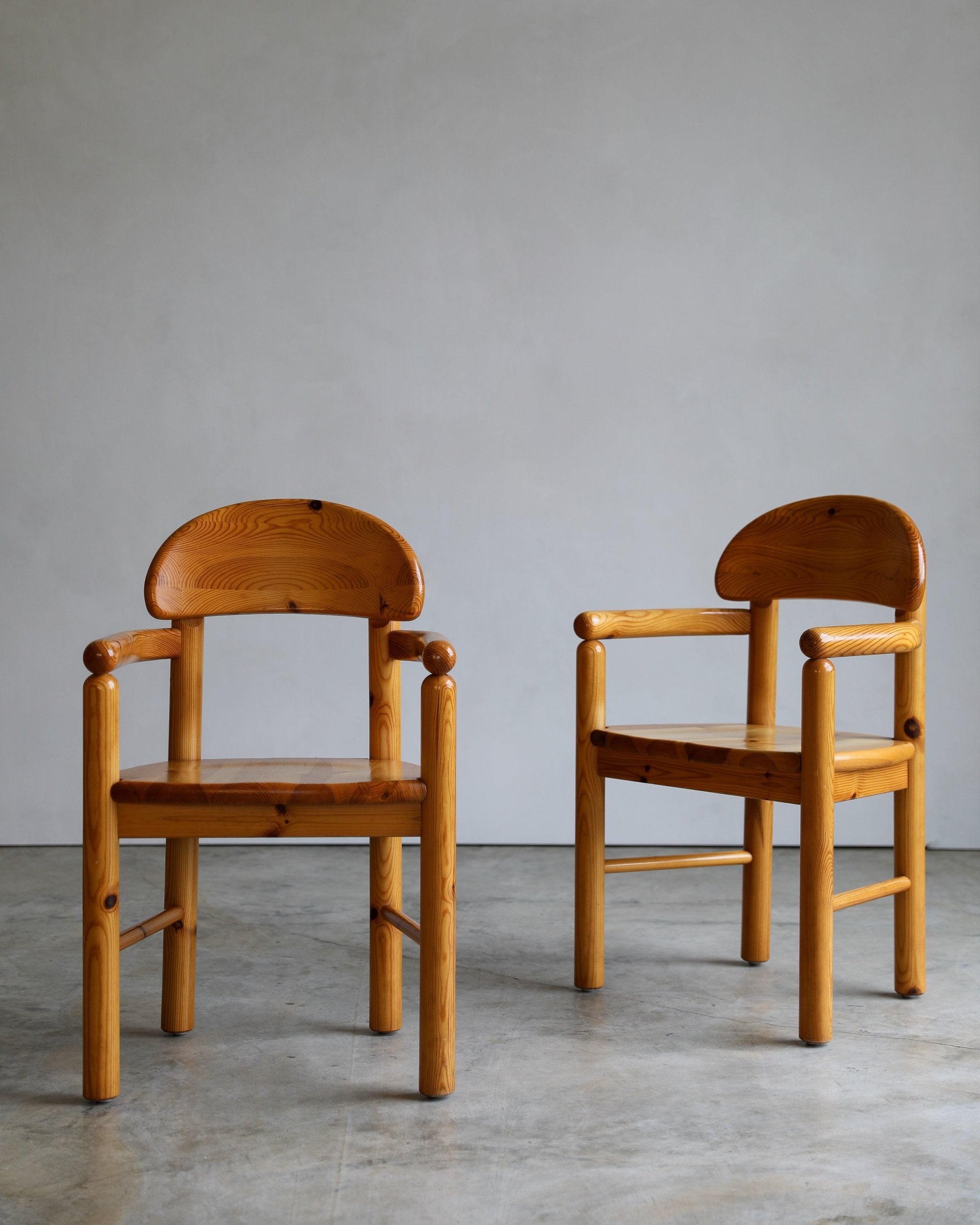 vintage 1970s pine Rainer Daumiller Dining Chairs set of six original finish