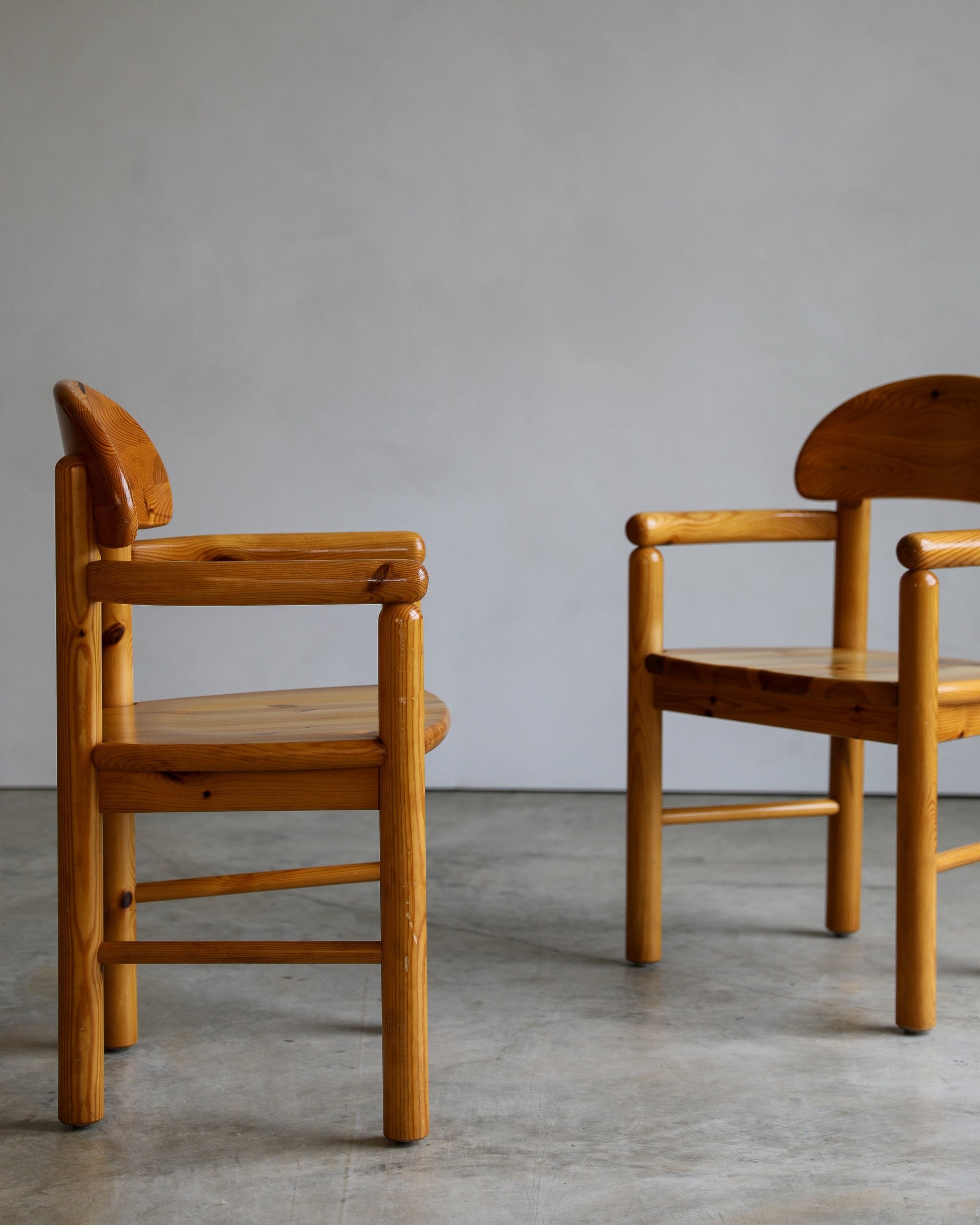 vintage 1970s pine Rainer Daumiller Dining Chairs set of six original finish