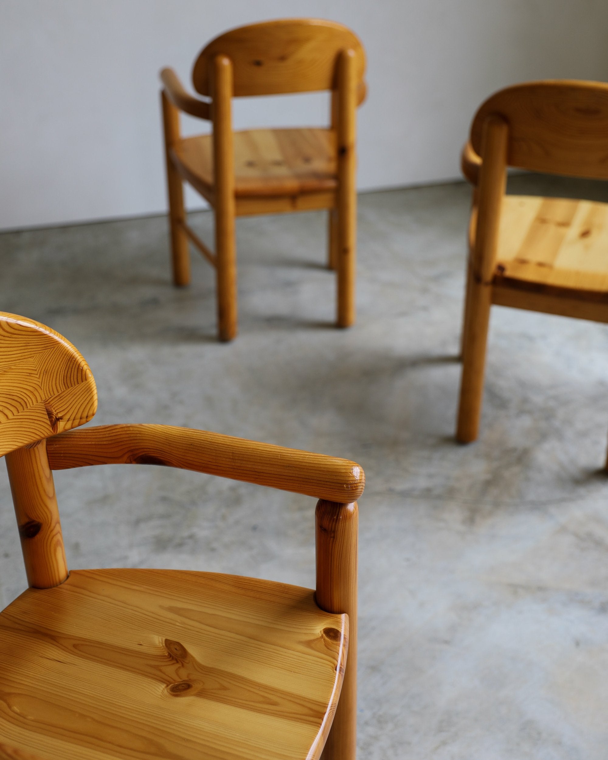 vintage 1970s pine Rainer Daumiller Dining Chairs set of six original finish