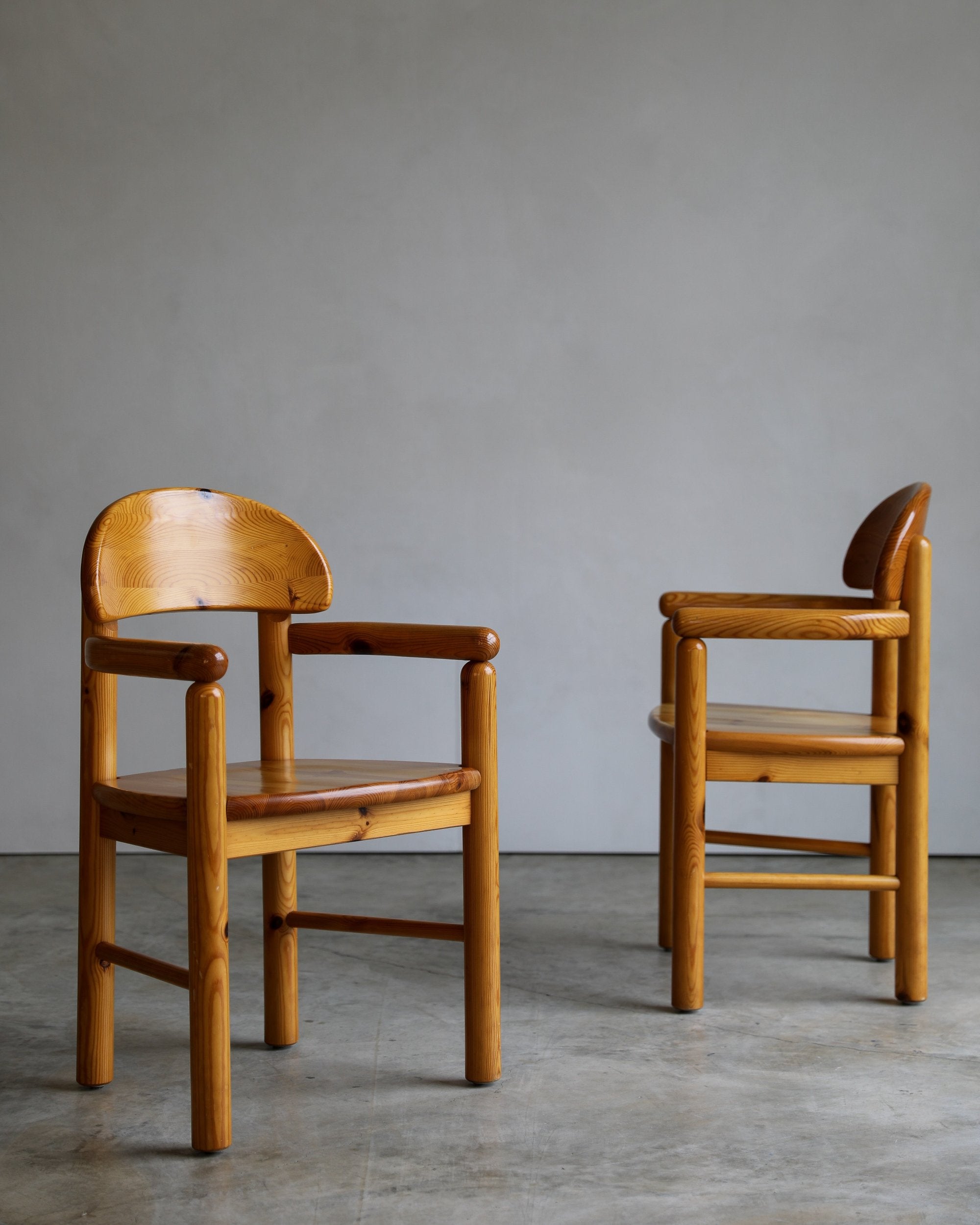 vintage 1970s pine Rainer Daumiller Dining Chairs set of six original finish