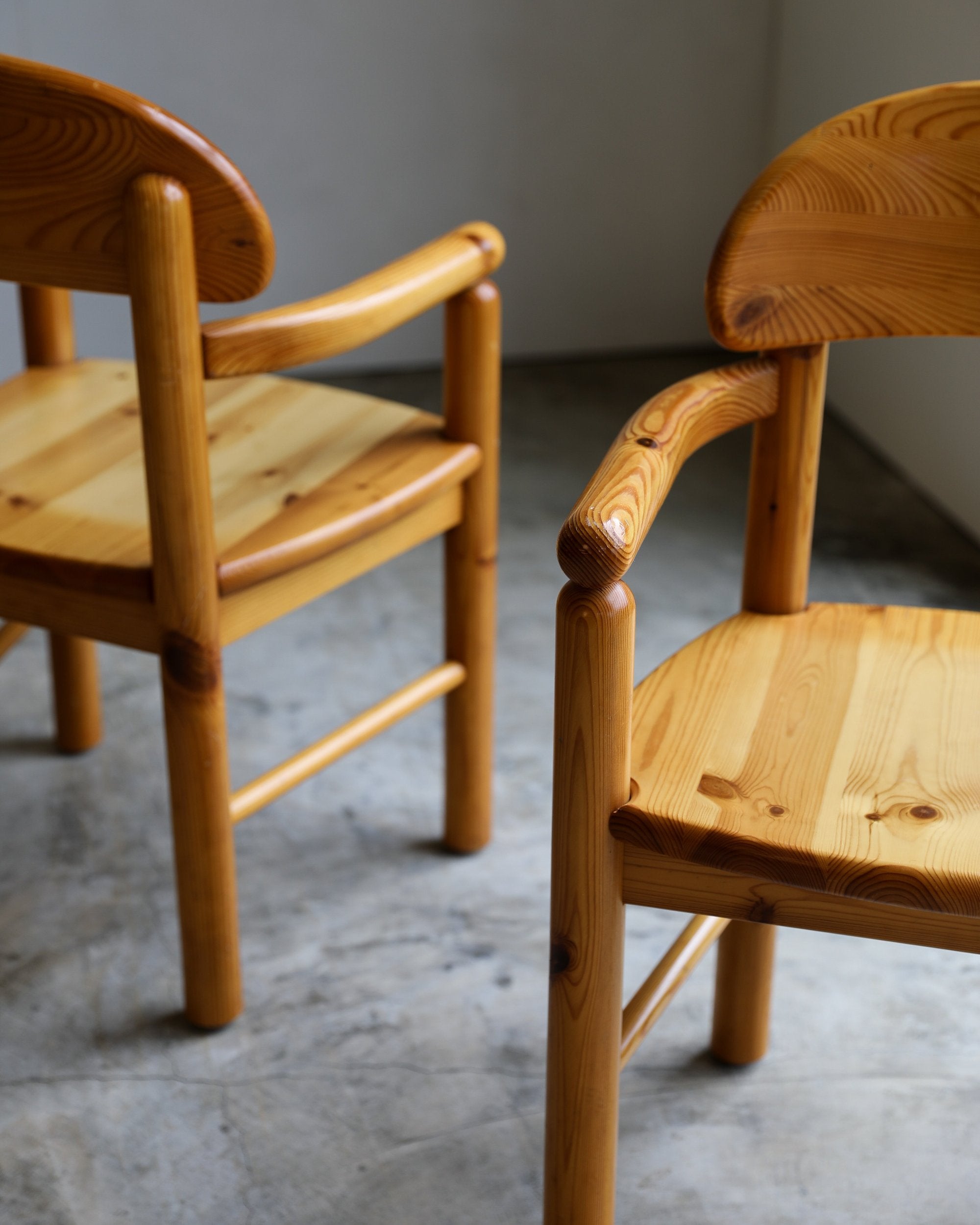 vintage 1970s pine Rainer Daumiller Dining Chairs set of six original finish