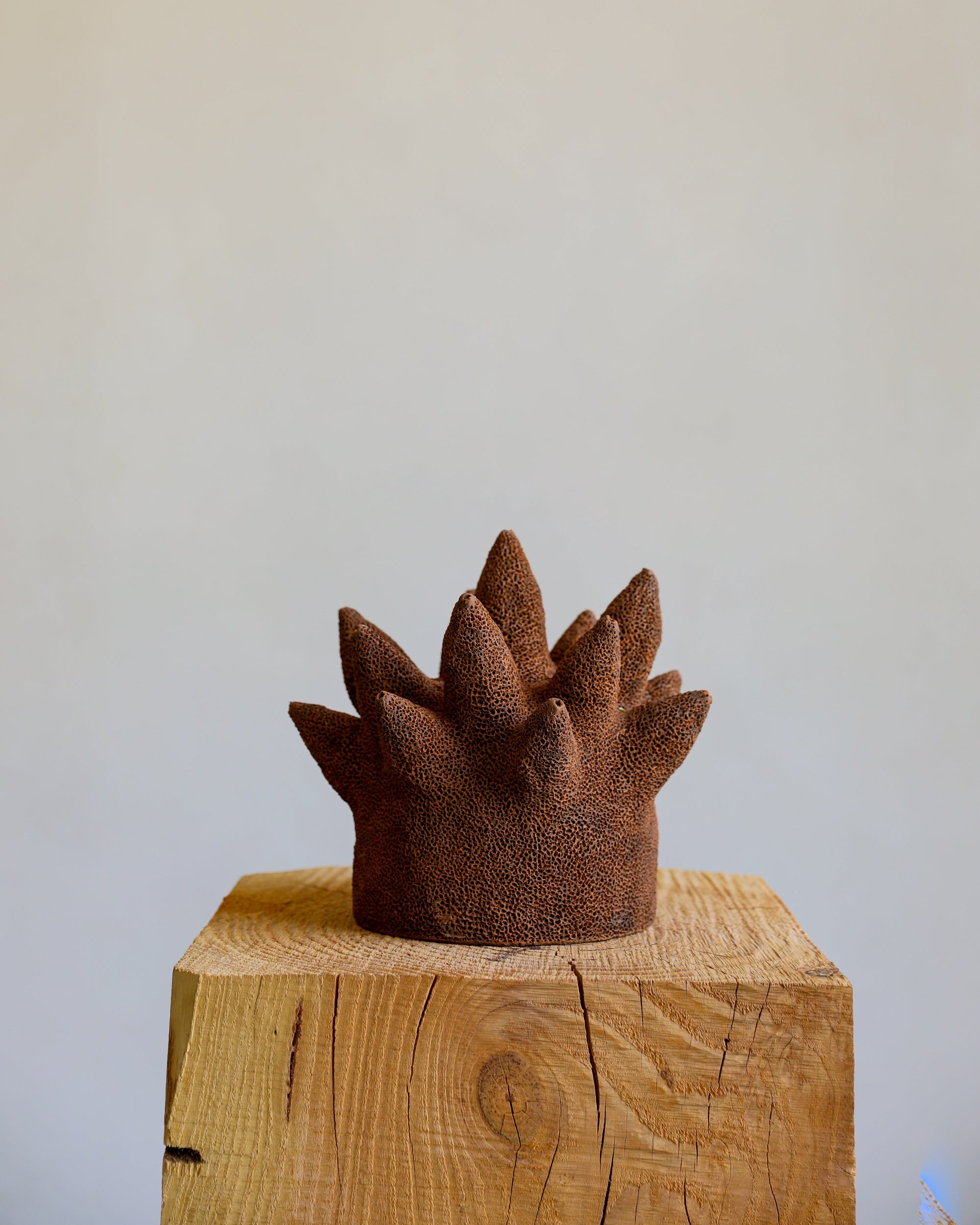 terracotta ceramic sea urchin inspired sculpture