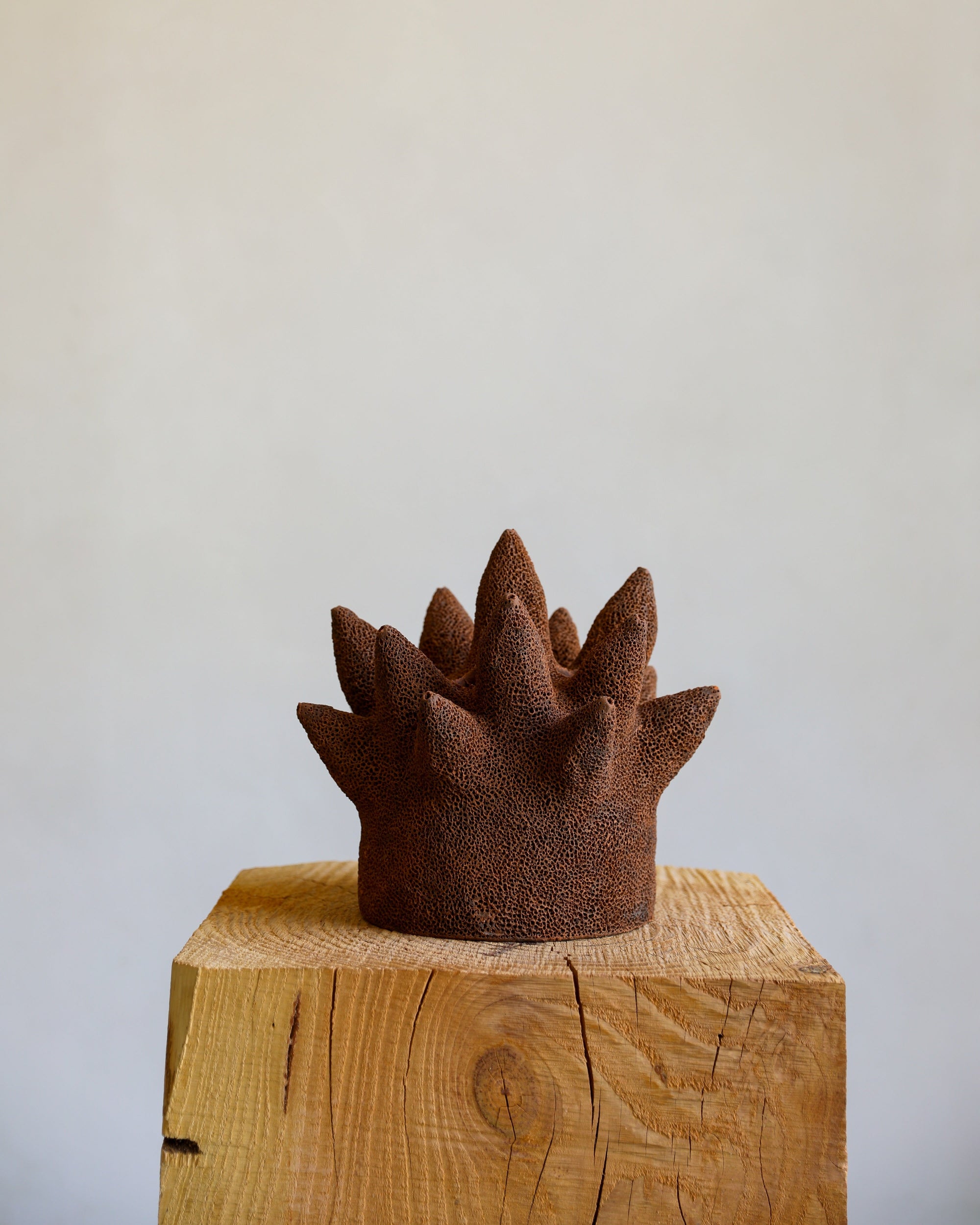 terracotta ceramic sea urchin inspired sculpture