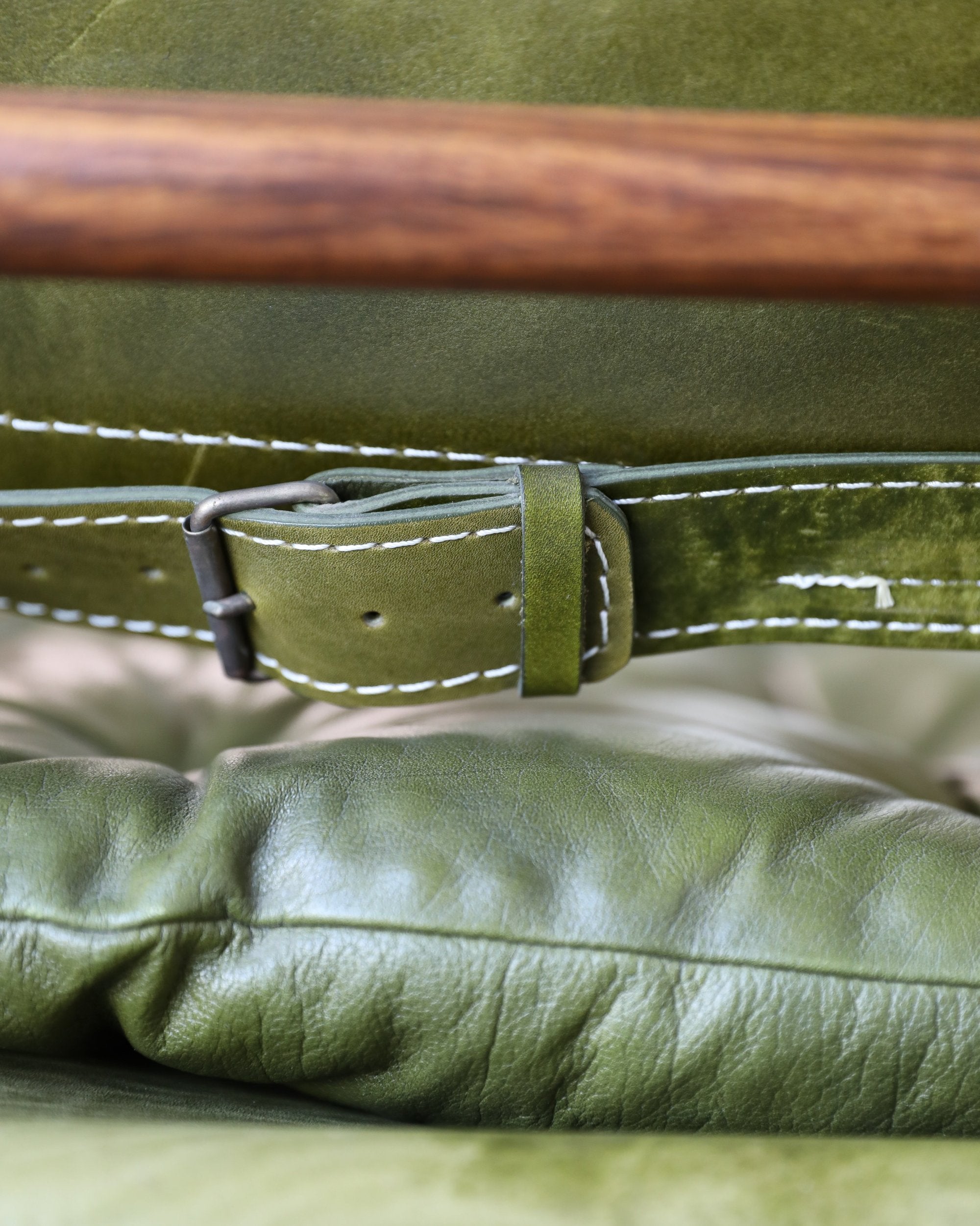 vintage swedish Arne Norell Sirocco Chair Pair in rosewood and original green leather upholstery buckle detail