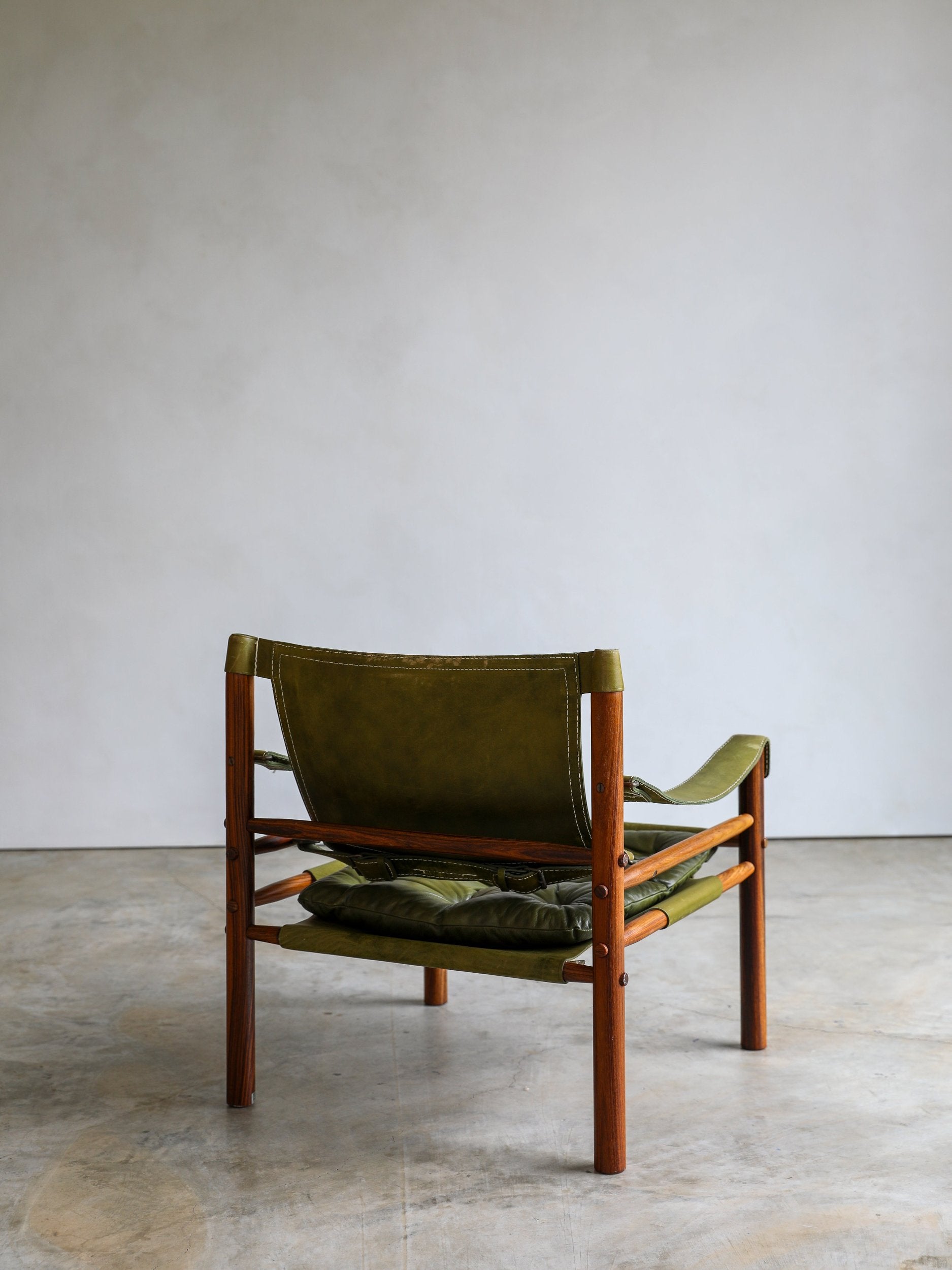 vintage swedish Arne Norell Sirocco Chair Pair in rosewood and original green leather upholstery