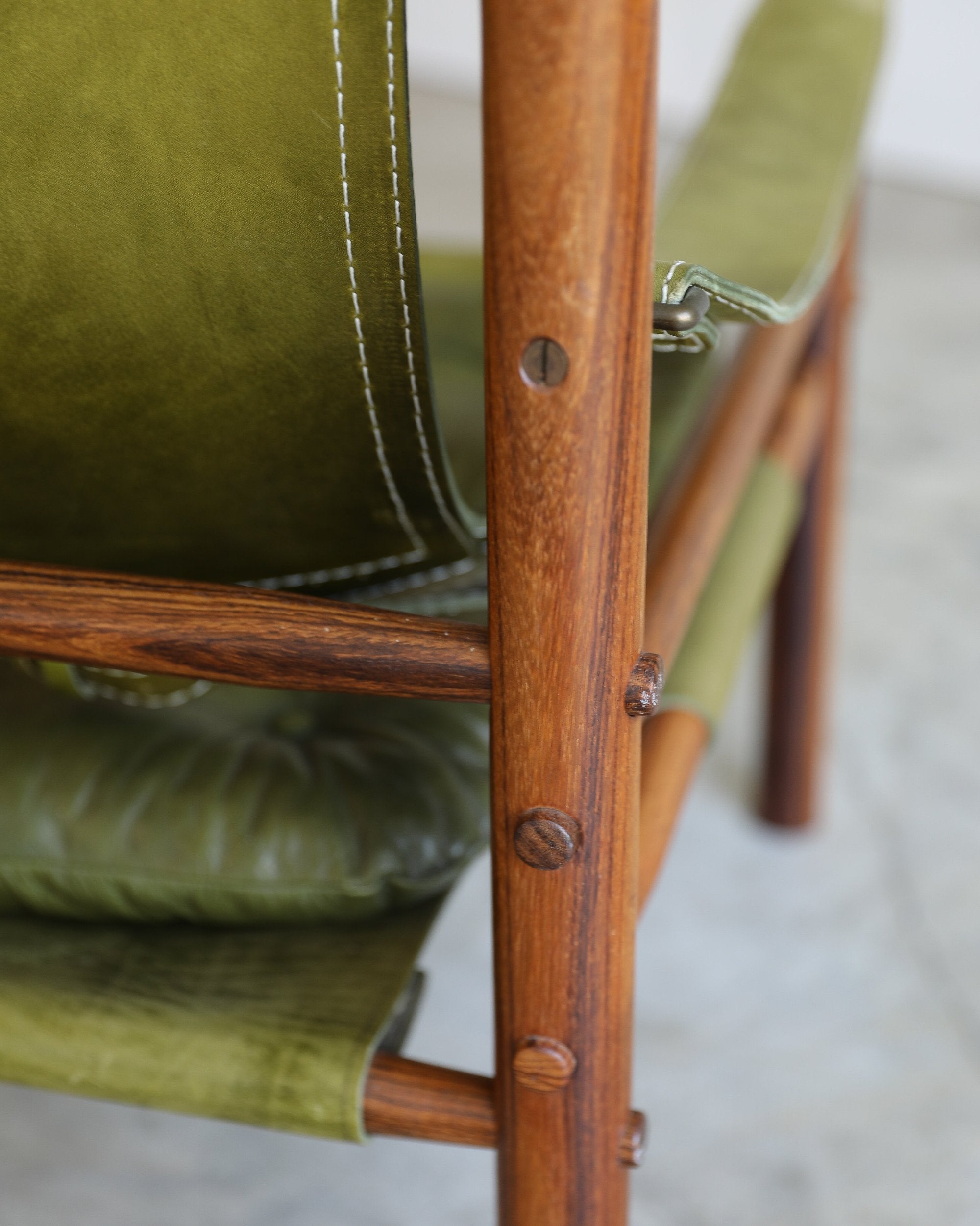 vintage swedish Arne Norell Sirocco Chair Pair in rosewood and original green leather upholstery