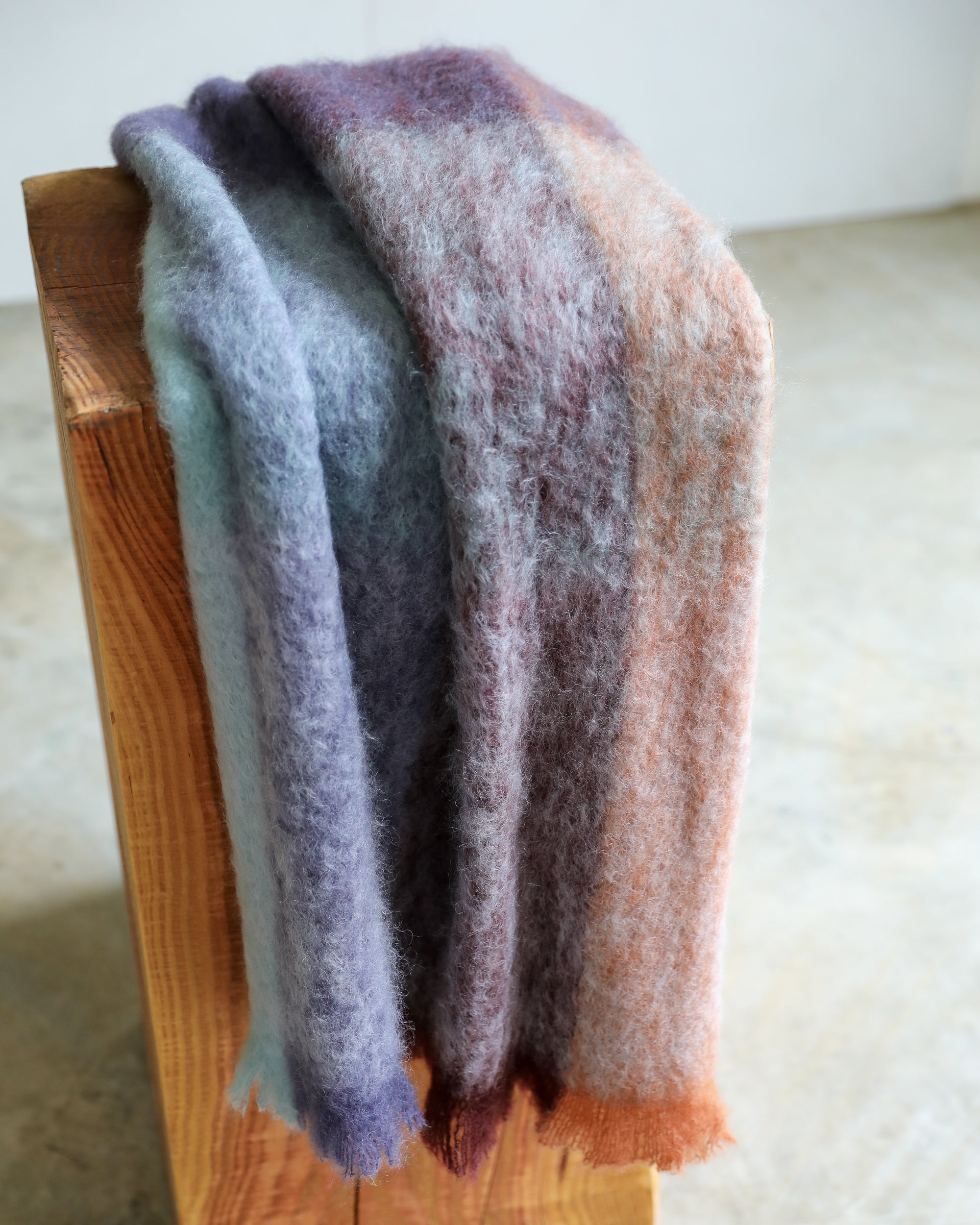 Mantas Ezcaray plaid mohair throw blanket closeup